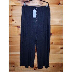 BloomChic Women’s Size 26 Pull On Textured Cinched Waist Black Palazzo Pants